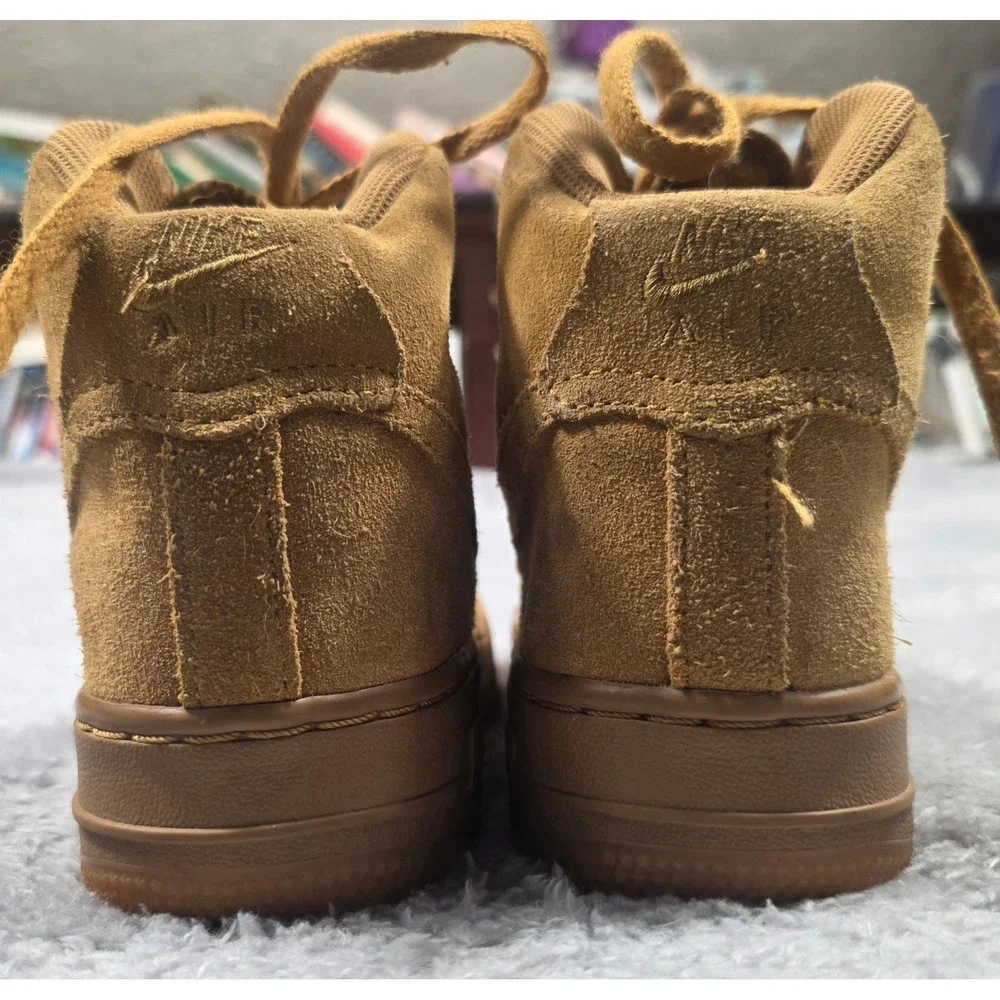 Nike Air Force 1 High WB Youth 4.5Y Wheat Suede Brown Good Condition 807617-701